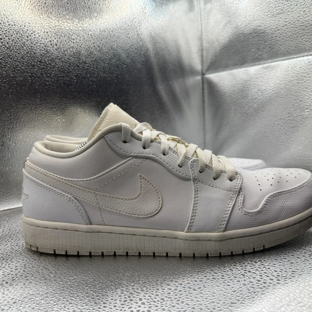Size 11.5 Air Jordan 1 Retro Low Triple White Mens Sneaker Shoes 553558-102‎